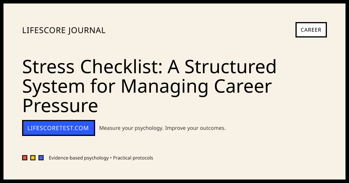 Stress Checklist: A Structured System for Managing Career Pressure ...