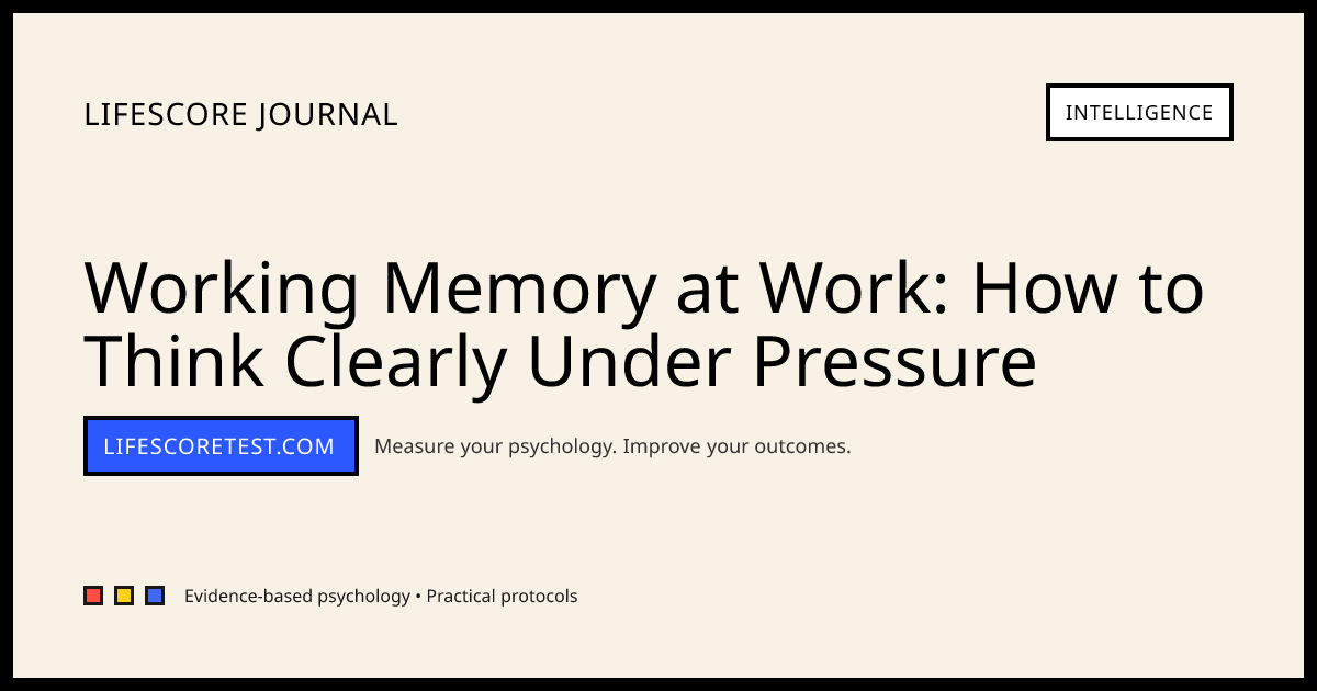 Working Memory at Work: How to Think Clearly Under Pressure | Journal